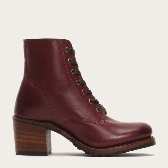 RARE Frye Sabrina 6G Cherry Retro Combat AnkleBoot - Picture 6 of 16
